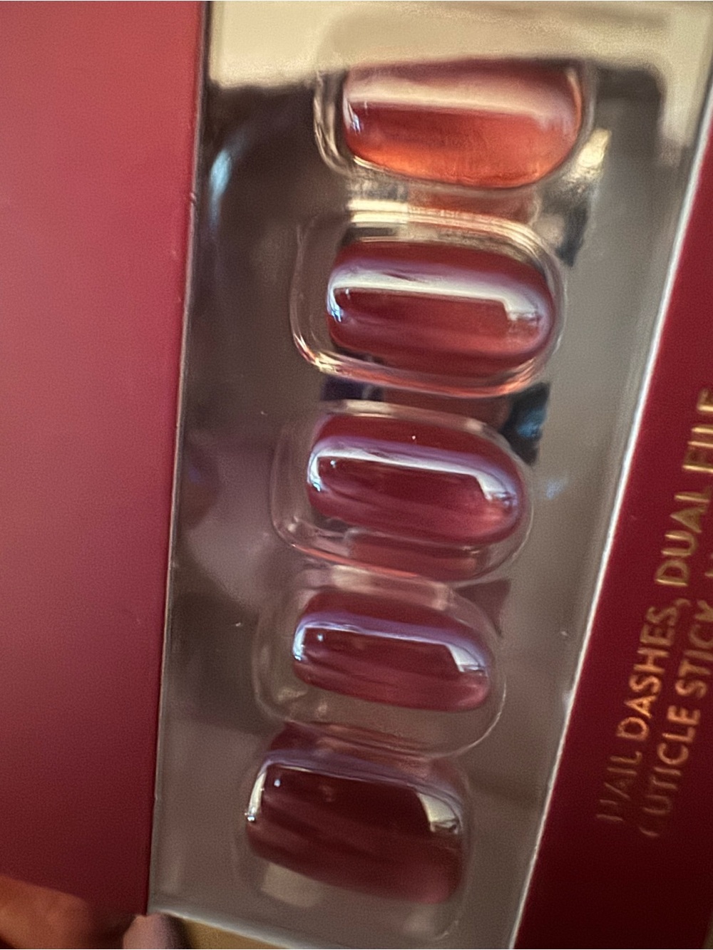 Red Aspen Acrylic Press on nails Twinkly Tonnie pink cats eye finish - Picture 4 of 7